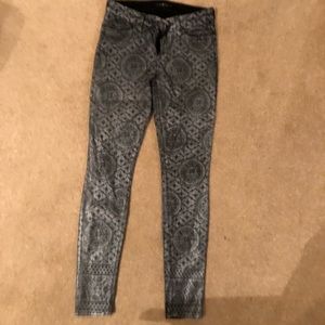 7 for all mankind black and silver pattern jeans.